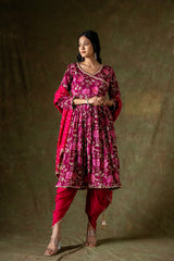 Garnet Chinon Readymade Suit With Chinon Crepe Dupatta