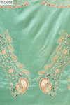 Mint Green Organza Embroidered Saree With Unstitched Blouse