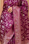 Magenta Banarsi Woven Zari  Saree With Unstitched Blouse
