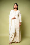 Off White Georgette Readymade Sharara Set With Georgette Dupatta