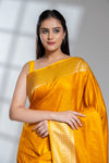 Mustard Banarasi Silk Saree With Unstitched Blouse
