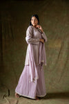 Mauve Georgette Embroidered Readymade Sharara Set With Dupatta