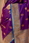 Draped in Royalty Purple Banarasi Silk Saree With Unstitched Blouse