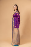 Draped in Royalty Purple Banarasi Silk Saree With Unstitched Blouse