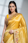Mustard Banarasi Silk Saree With Unstitched Blouse