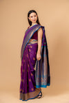 Draped in Royalty Purple Banarasi Silk Saree With Unstitched Blouse