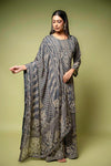 Black Crepe Readymade Sharara Set With Crepe Dupatta