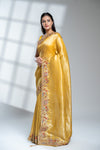Mustard Banarasi Silk Saree With Unstitched Blouse