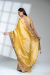 Mustard Banarasi Silk Saree With Unstitched Blouse