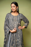 Black Crepe Readymade Sharara Set With Crepe Dupatta