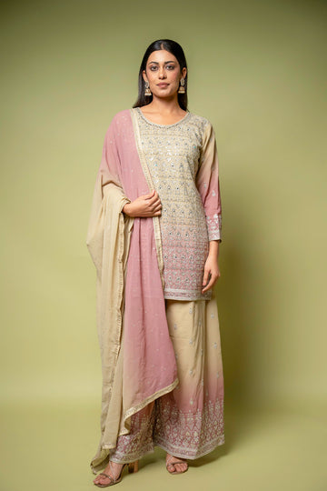 Tussar Georgette Readymade Sharara Set With Georgette Dupatta