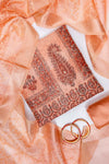 Peach Cotton Unstitched Salwar Suit With Cotton Dupatta