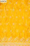 Mustard Organza Unstitched Salwar Suit With Organza Dupatta