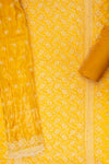 Mustard Organza Unstitched Salwar Suit With Organza Dupatta