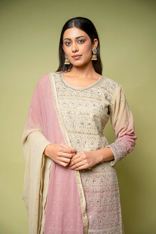 Tussar Georgette Readymade Sharara Set With Georgette Dupatta