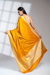Mustard Banarasi Silk Saree With Unstitched Blouse