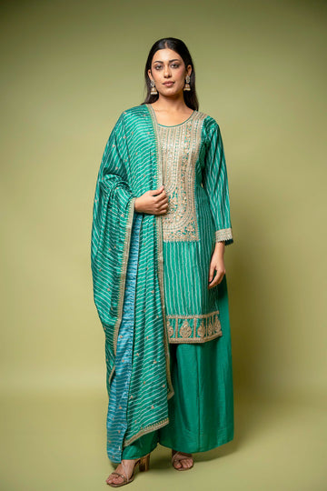 Rama Chinon Readymade Sharara Set With Chinon Dupatta