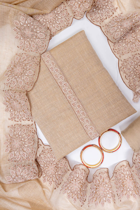 Tussar Cotton Unstitched Salwar Suit With Cotton Dupatta