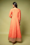 Orange Chinon Floor Length Readymade Suit With Chinon Dupatta