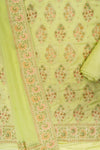 Mehndi Crepe Unstitched Salwar Suit With Chiffon Dupatta