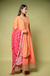 Orange Chinon Floor Length Readymade Suit With Chinon Dupatta