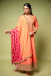 Orange Chinon Floor Length Readymade Suit With Chinon Dupatta