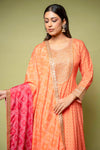 Orange Chinon Floor Length Readymade Suit With Chinon Dupatta