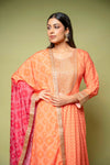 Orange Chinon Floor Length Readymade Suit With Chinon Dupatta