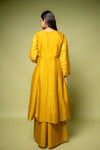 Mustard Dola Readymade Suit And Palazzo With Chiffon Dupatta