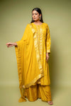Mustard Dola Readymade Suit And Palazzo With Chiffon Dupatta
