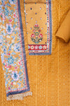 Mustard Georgette Unstitched Salwar Suit With Chinon Dupatta