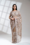 Tussar Net Embroidered Saree With Readymade Blouse
