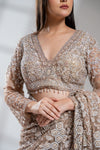 Tussar Net Embroidered Saree With Readymade Blouse