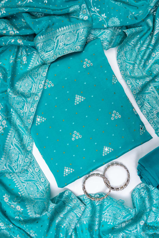 Rama Crepe Unstitched Salwar Suit With Chinon Crepe Dupatta