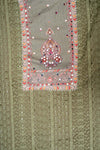 Mehndi Georgette Unstitched Salwar Suit With Chinon Dupatta