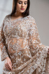 Tussar Net Embroidered Saree With Readymade Blouse