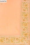 Peach Crepe Unstitched Salwar Suit With Chiffon Dupatta