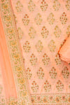 Peach Crepe Unstitched Salwar Suit With Chiffon Dupatta