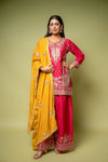 Rani Chinon Readymade Sharara Set With Chinon Dupatta