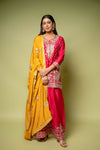 Rani Chinon Readymade Sharara Set With Chinon Dupatta