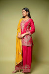 Rani Chinon Readymade Sharara Set With Chinon Dupatta