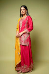 Rani Chinon Readymade Sharara Set With Chinon Dupatta