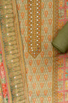 Pista Chiffon Unstitched Salwar Suit With Chiffon Dupatta