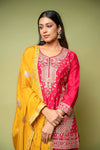 Rani Chinon Readymade Sharara Set With Chinon Dupatta
