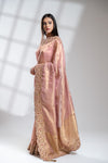 Onion Banarasi Silk Saree With Unstitched Blouse
