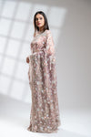 Mauve Tissue Embroidered Saree With Readymade Blouse