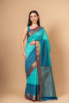 Royal Heritage Tea Green South Indian Silk Saree And Woven Zari Border With Unstitched Blouse