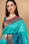 Royal Heritage Tea Green South Indian Silk Saree And Woven Zari Border With Unstitched Blouse