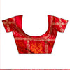Red Cotton Embroidered Saree With Unstitched Blouse