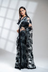 Grey Black Organza Embroidered Saree With Readymade Blouse